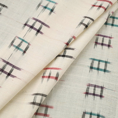 Beige - Handloom Cotton Pochampally Double Ikat Fabric 05