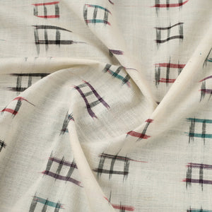 Beige - Handloom Cotton Pochampally Double Ikat Fabric 05