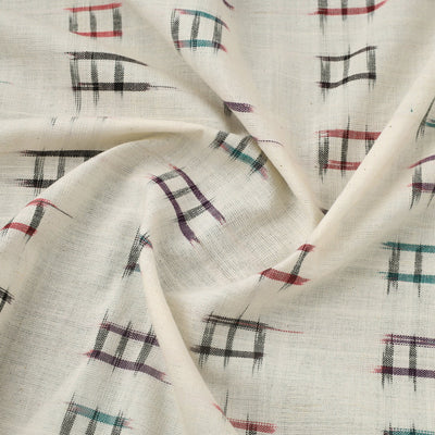 Beige - Handloom Cotton Pochampally Double Ikat Fabric 05