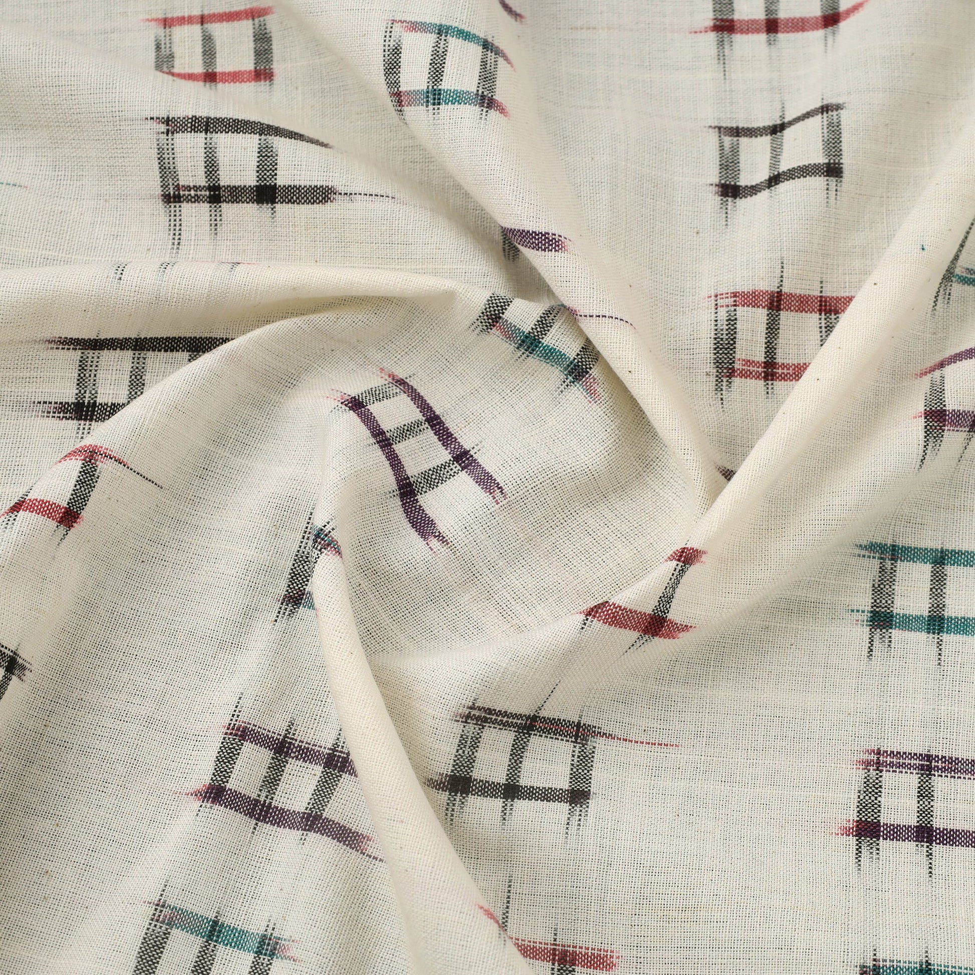 Beige - Handloom Cotton Pochampally Double Ikat Fabric 05