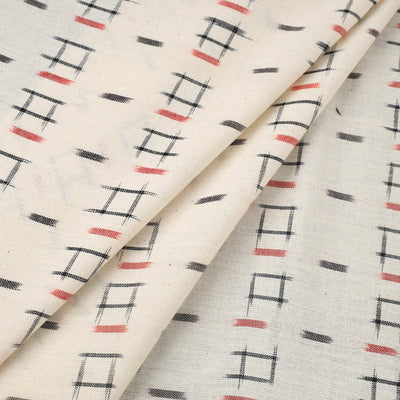 Beige - Handloom Cotton Pochampally Double Ikat Fabric 06