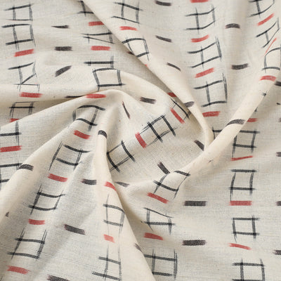 Beige - Handloom Cotton Pochampally Double Ikat Fabric 06