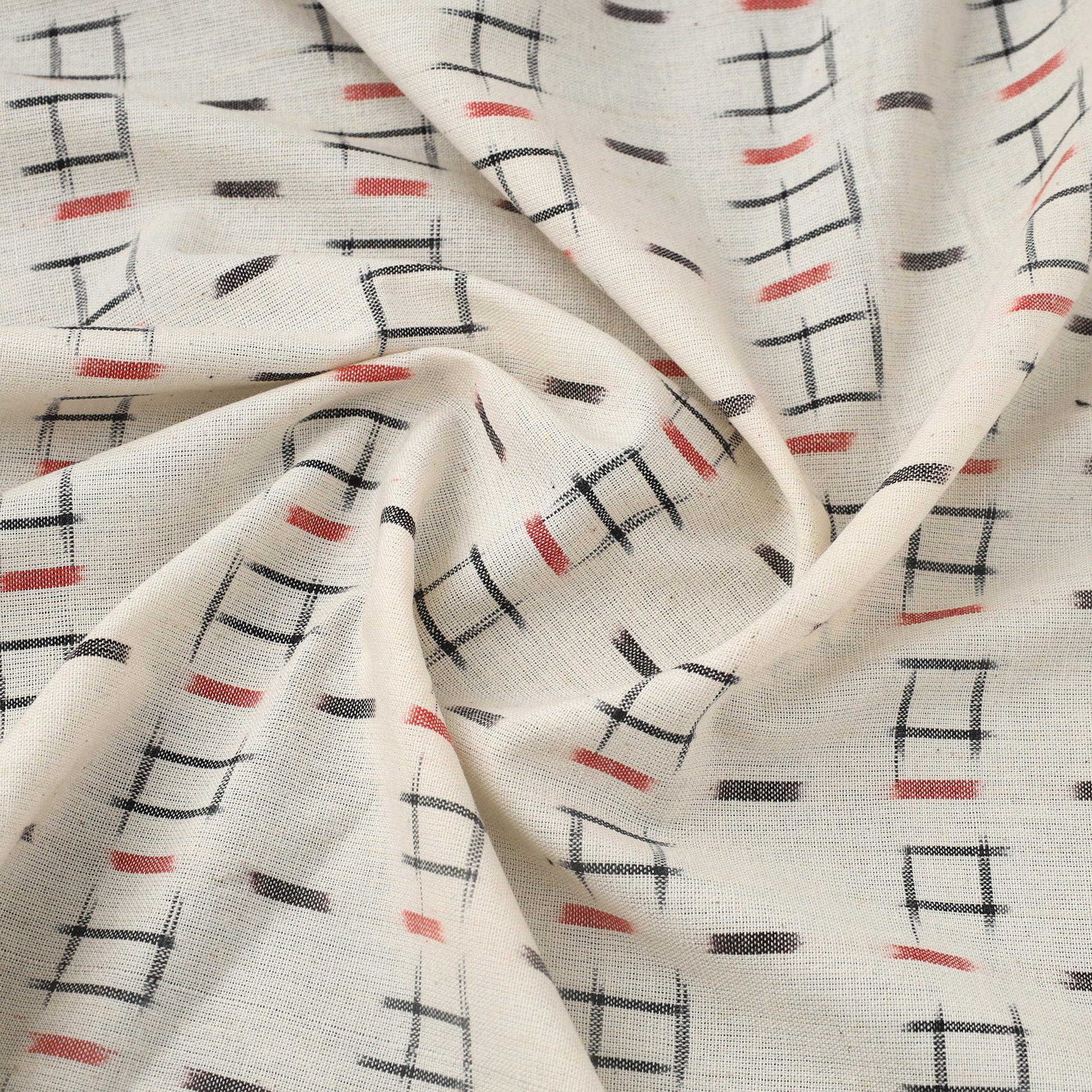 Beige - Handloom Cotton Pochampally Double Ikat Fabric 06