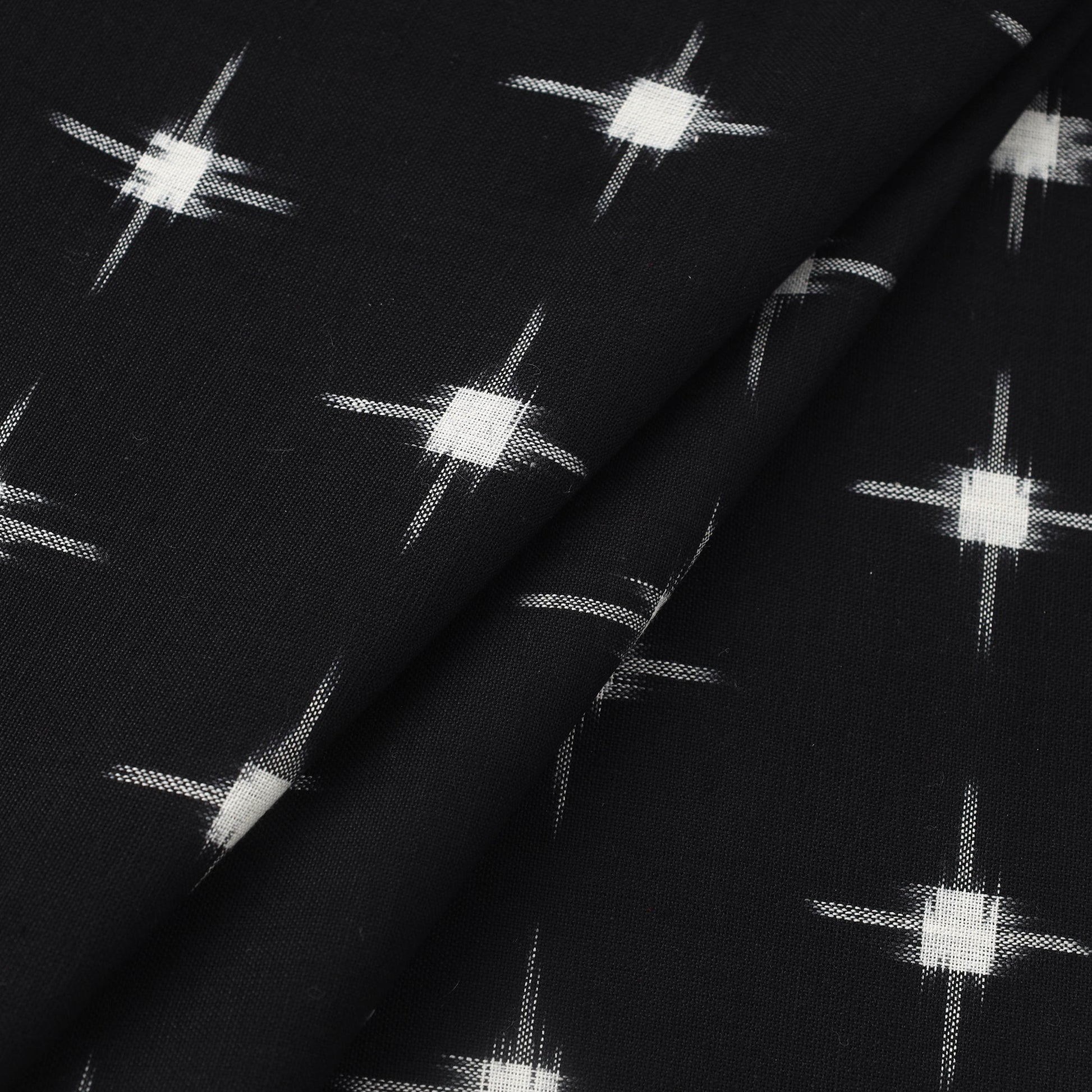 Black - Handloom Cotton Pochampally Double Ikat Fabric 10