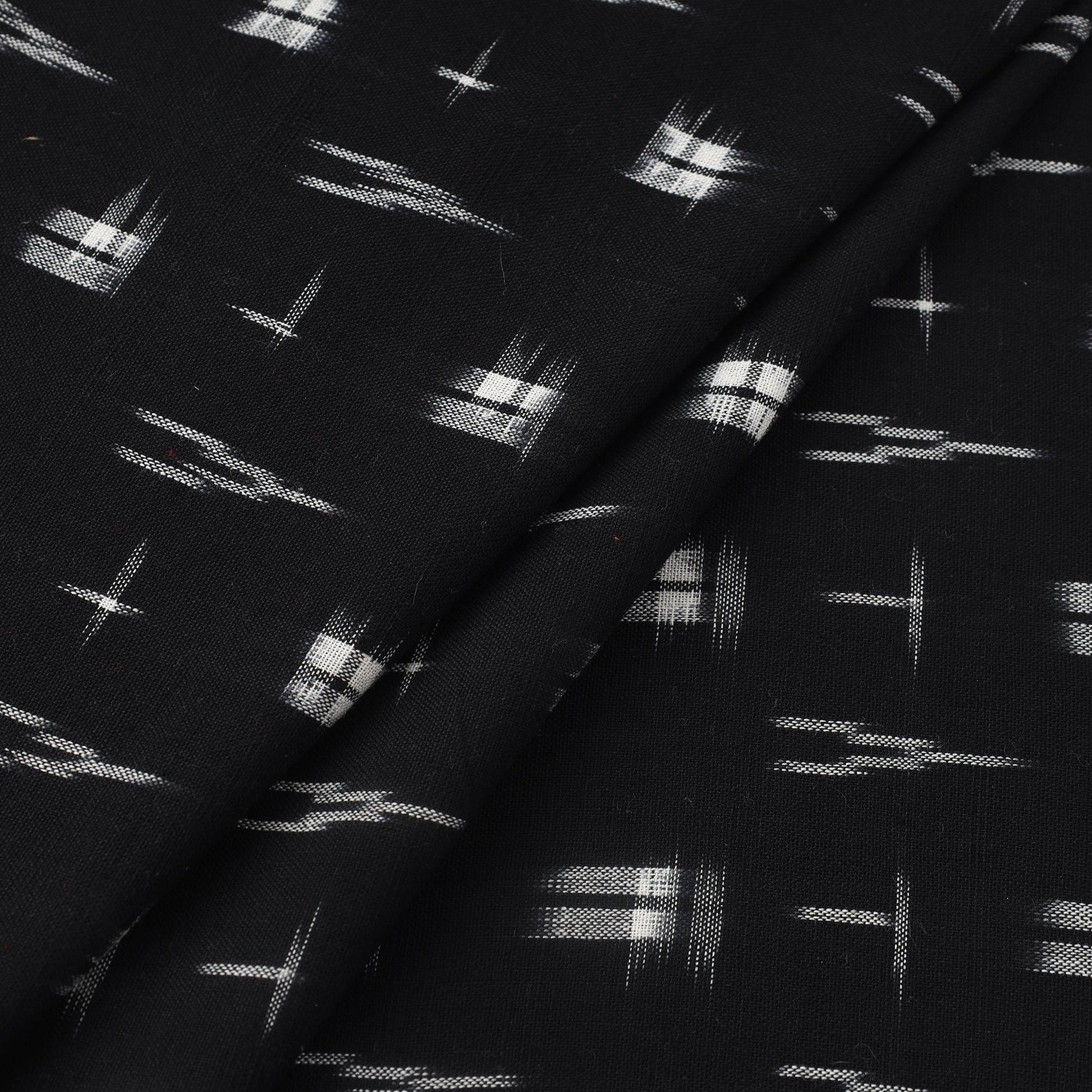 Black - Handloom Cotton Pochampally Double Ikat Fabric 14