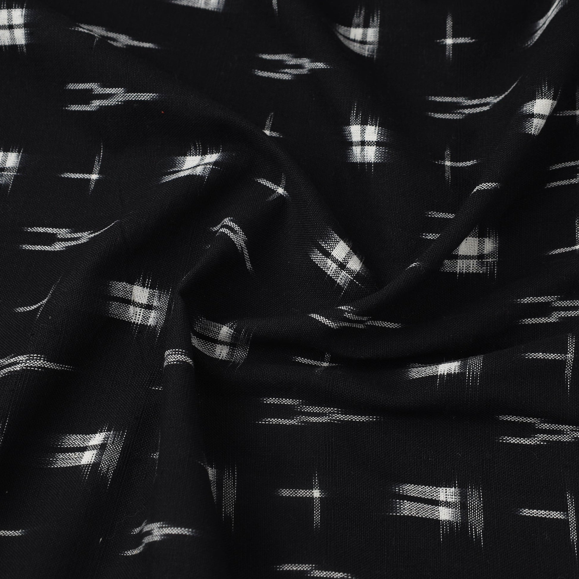 Black - Handloom Cotton Pochampally Double Ikat Fabric 14