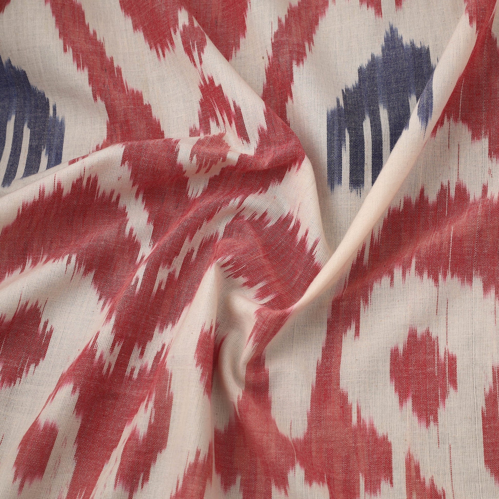 Beige - Cotton Central Asian Pochampally Ikat Fabric 01