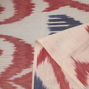 Beige - Cotton Central Asian Pochampally Ikat Fabric 01