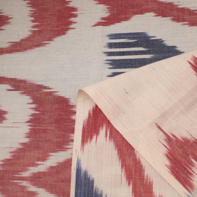 Beige - Cotton Central Asian Pochampally Ikat Fabric 01