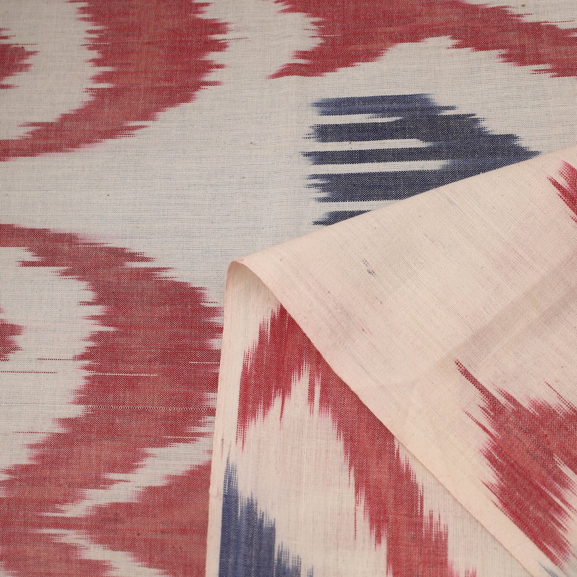 Beige - Cotton Central Asian Pochampally Ikat Fabric 01