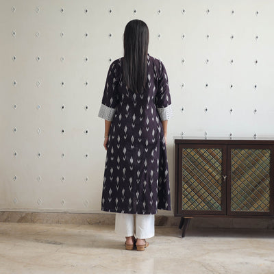 Brown - Cotton Pochampally Ikat Kurta 09
