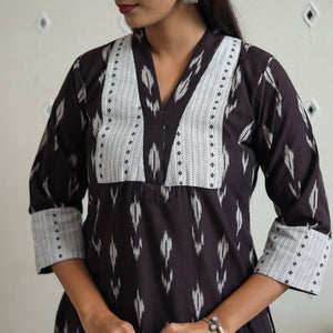 Brown - Cotton Pochampally Ikat Kurta 09