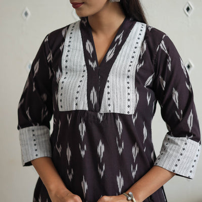 Brown - Cotton Pochampally Ikat Kurta 09