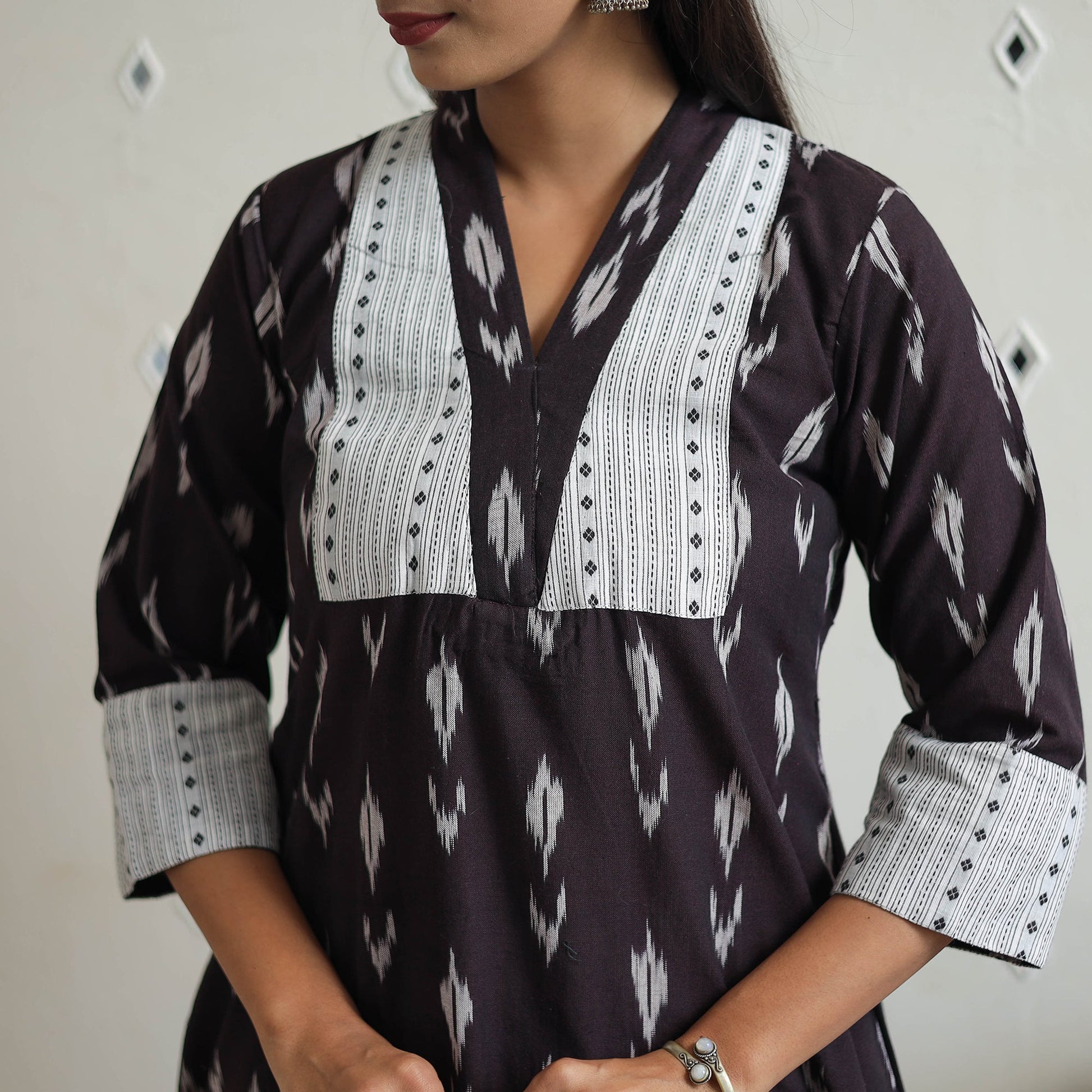 Brown - Cotton Pochampally Ikat Kurta 09