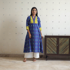 Blue - Cotton Pochampally Ikat Kurta 07