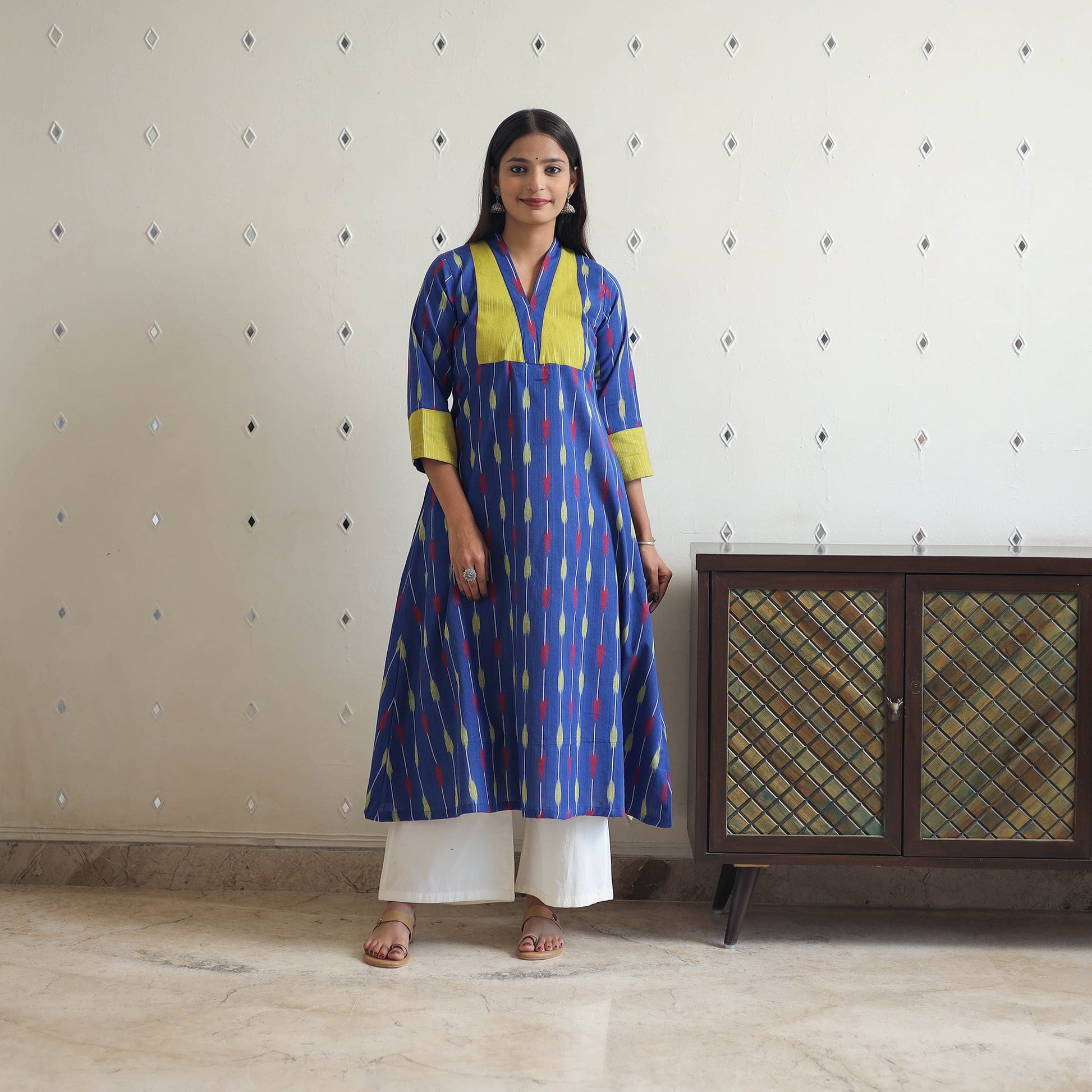 Blue - Cotton Pochampally Ikat Kurta 07