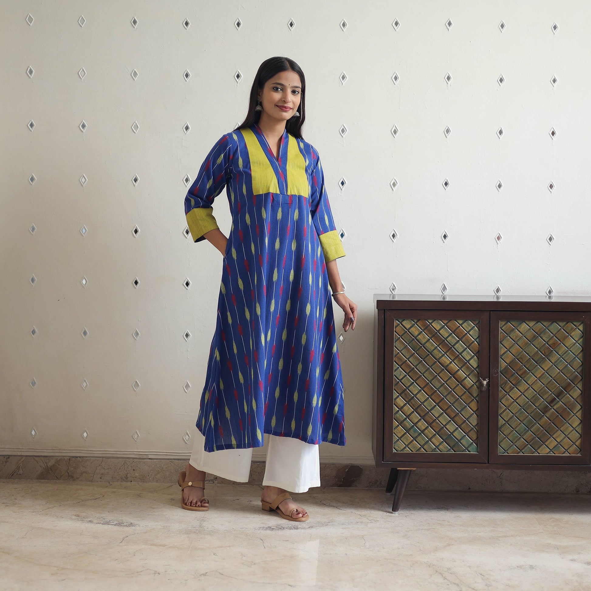 Blue - Cotton Pochampally Ikat Kurta 07