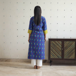 Blue - Cotton Pochampally Ikat Kurta 07