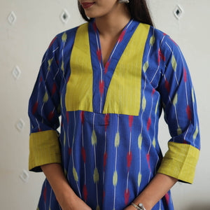 Blue - Cotton Pochampally Ikat Kurta 07