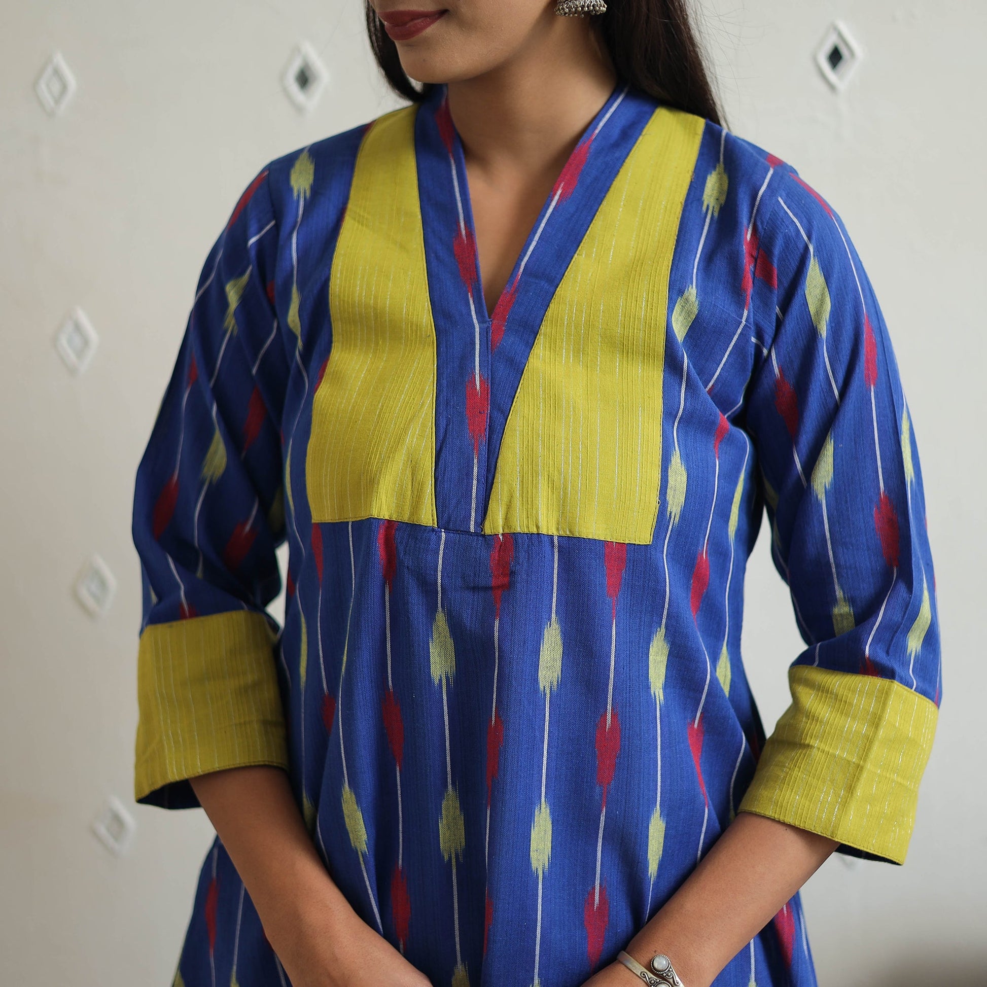 Blue - Cotton Pochampally Ikat Kurta 07