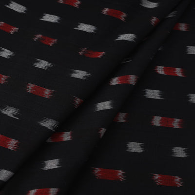 Black - Handloom Cotton Sambalpuri Ikat Fabric 01