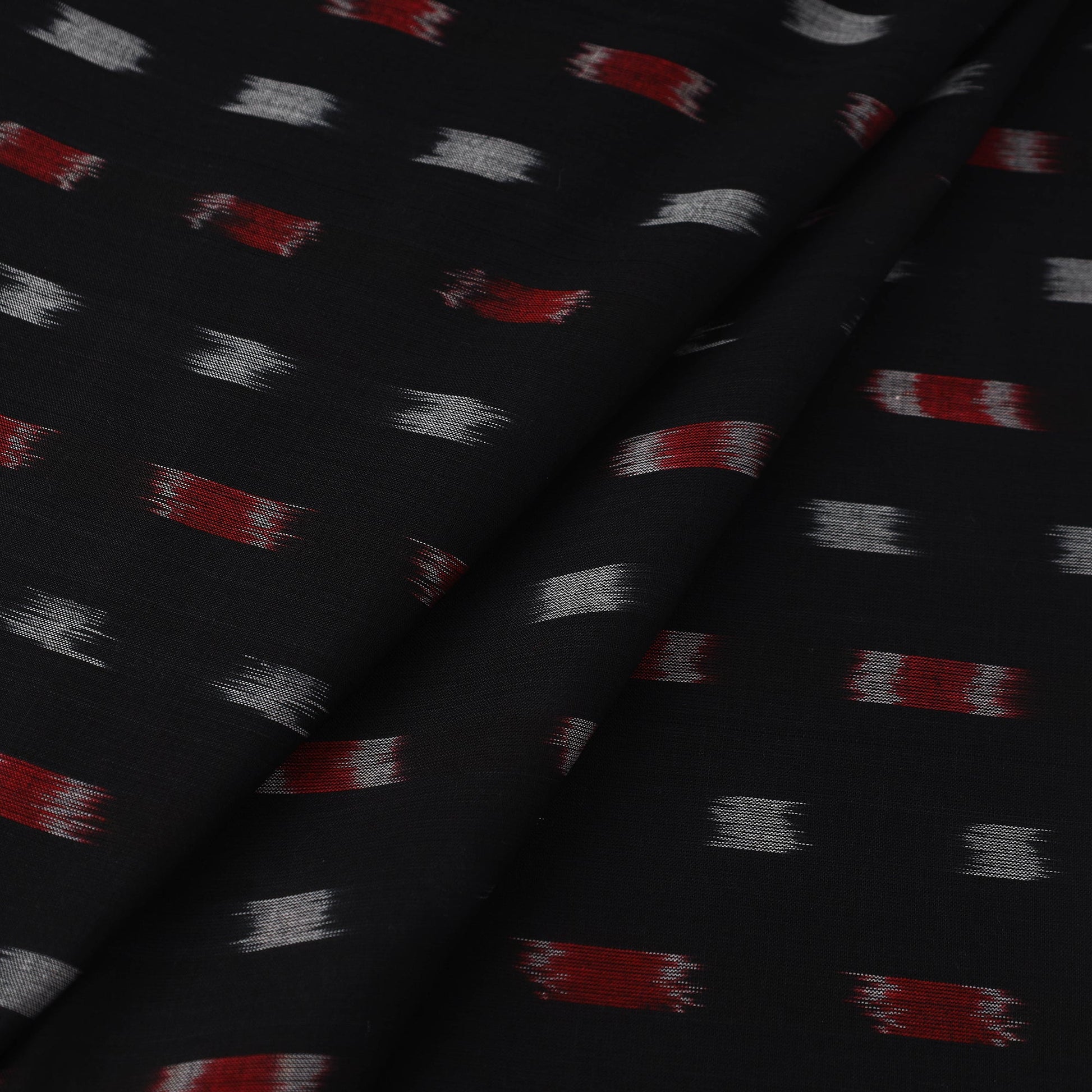 Black - Handloom Cotton Sambalpuri Ikat Fabric 01