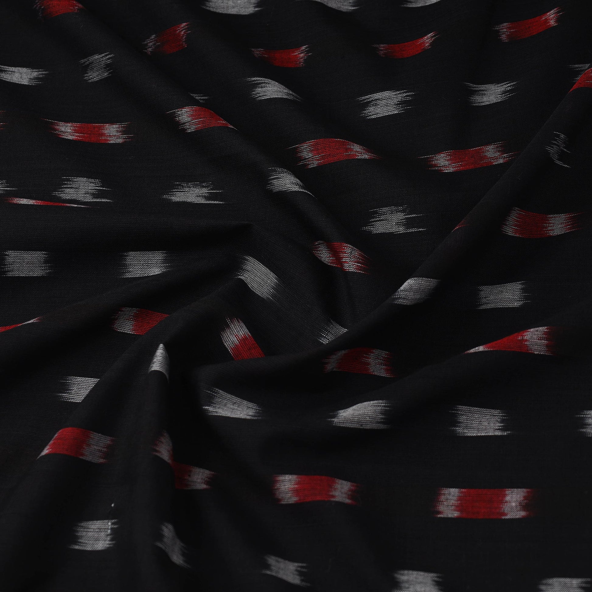 Black - Handloom Cotton Sambalpuri Ikat Fabric 01
