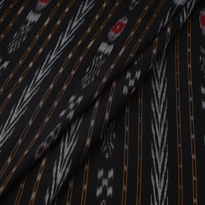 Black - Handloom Cotton Sambalpuri Ikat Fabric 03