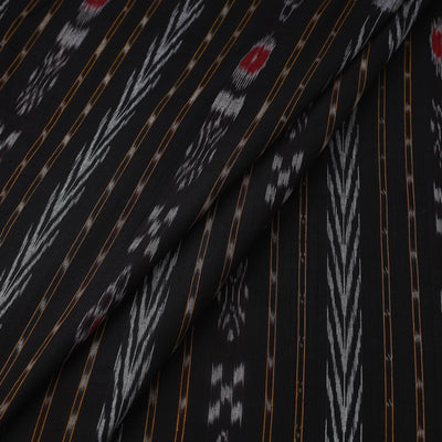 Black - Handloom Cotton Sambalpuri Ikat Fabric 03