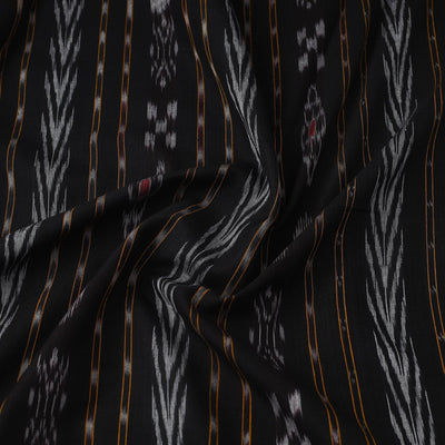 Black - Handloom Cotton Sambalpuri Ikat Fabric 03
