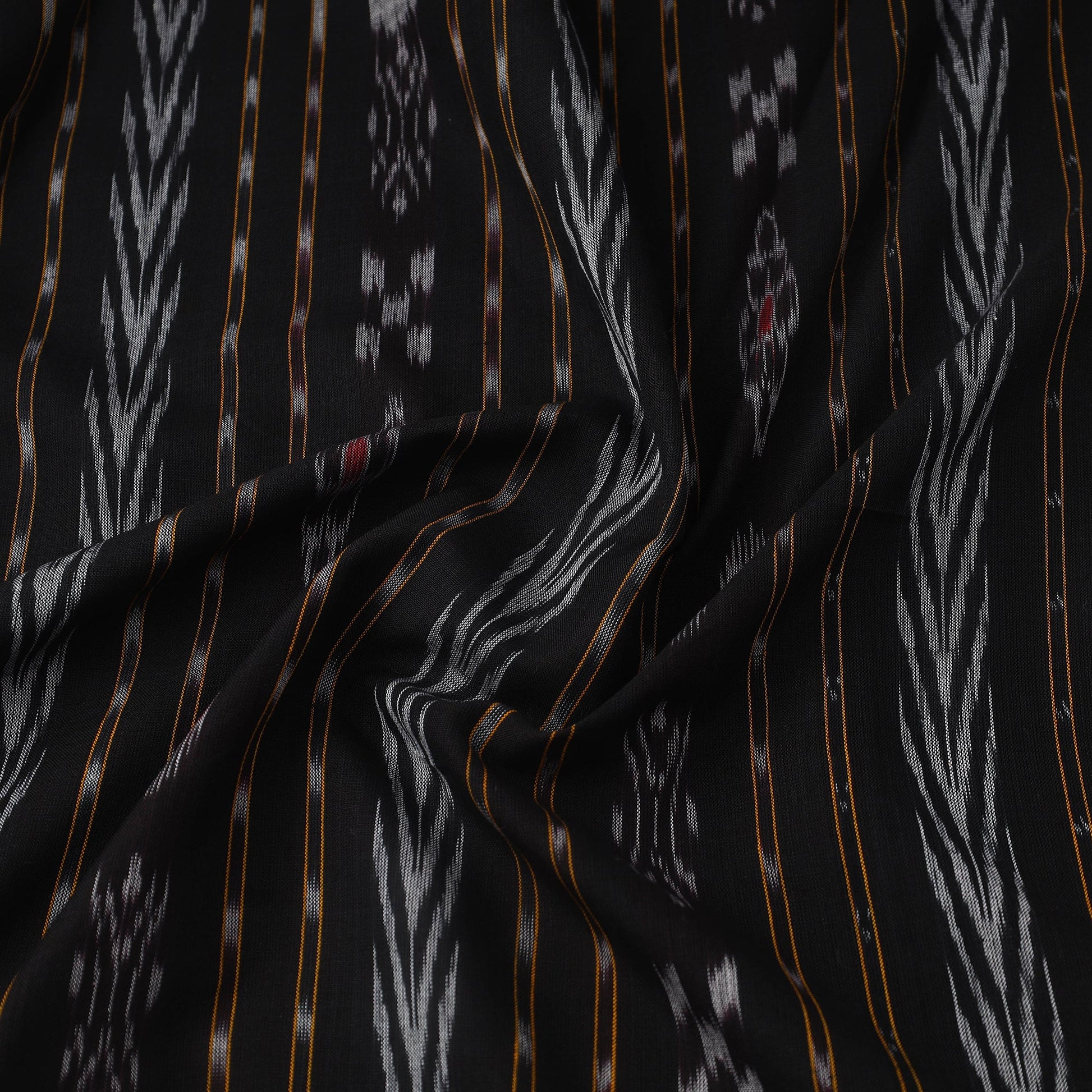 Black - Handloom Cotton Sambalpuri Ikat Fabric 03