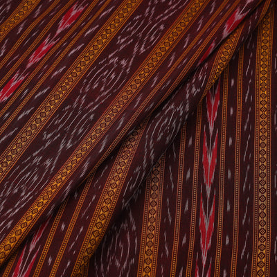 Brown - Handloom Cotton Sambalpuri Ikat Fabric 05