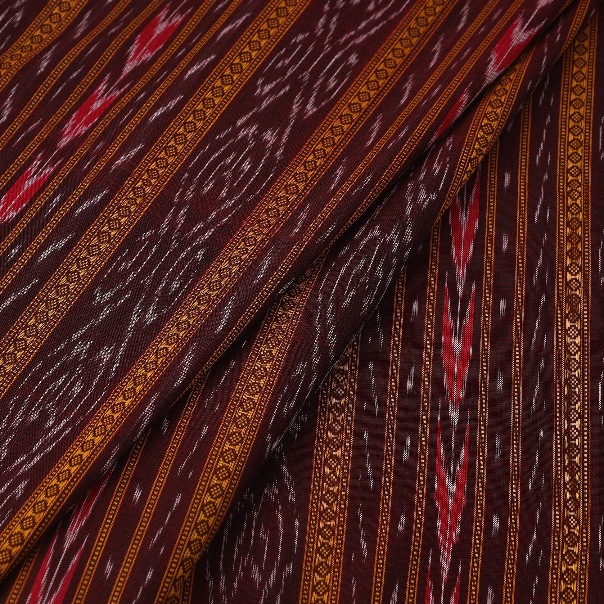 Brown - Handloom Cotton Sambalpuri Ikat Fabric 05