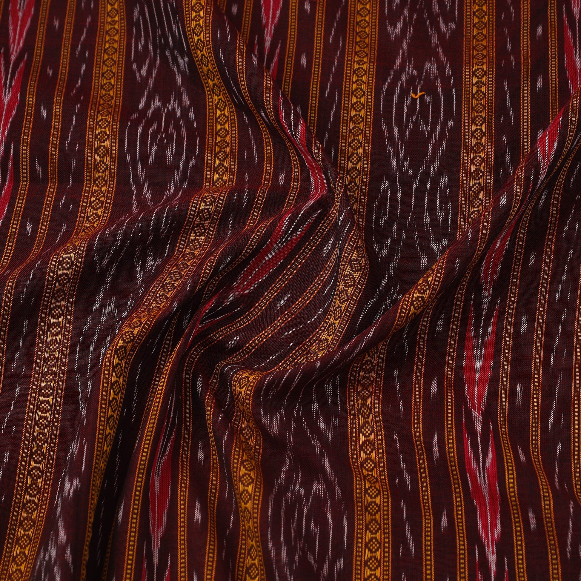 Brown - Handloom Cotton Sambalpuri Ikat Fabric 05