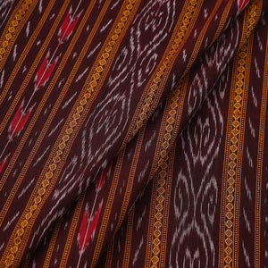Brown - Handloom Cotton Sambalpuri Ikat Fabric 10