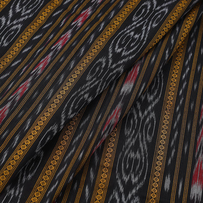 Black - Handloom Cotton Sambalpuri Ikat Fabric 20