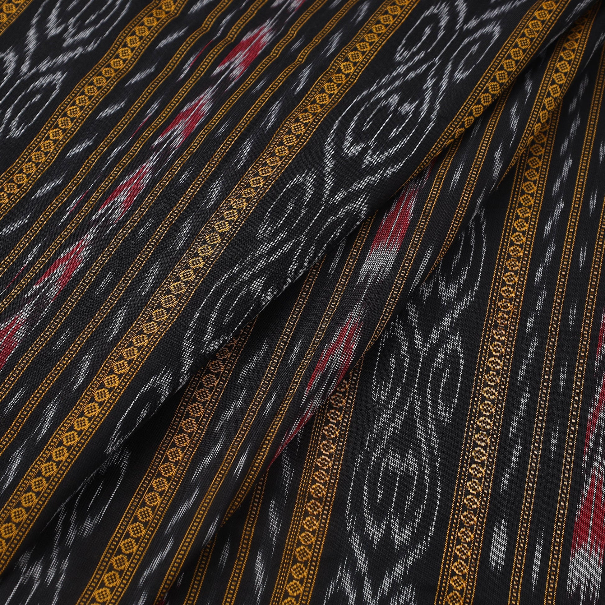 Black - Handloom Cotton Sambalpuri Ikat Fabric 20
