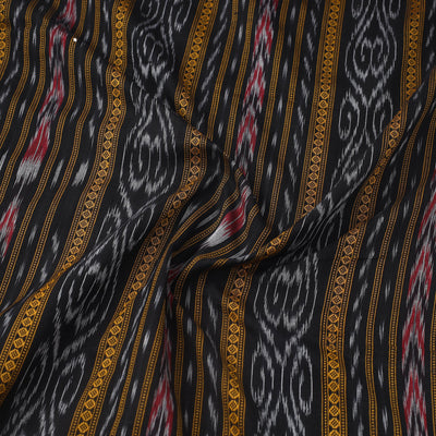 Black - Handloom Cotton Sambalpuri Ikat Fabric 20