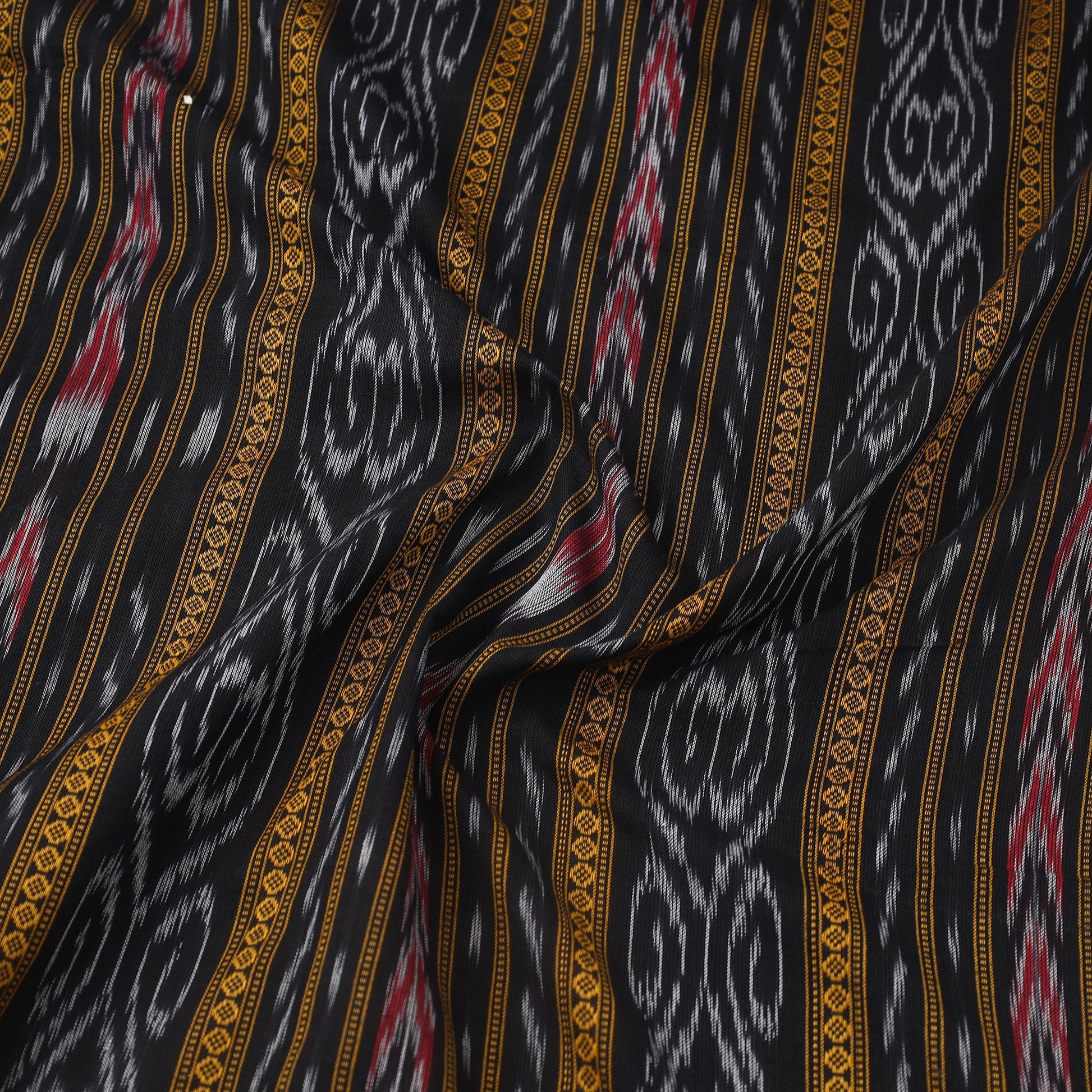 Black - Handloom Cotton Sambalpuri Ikat Fabric 20