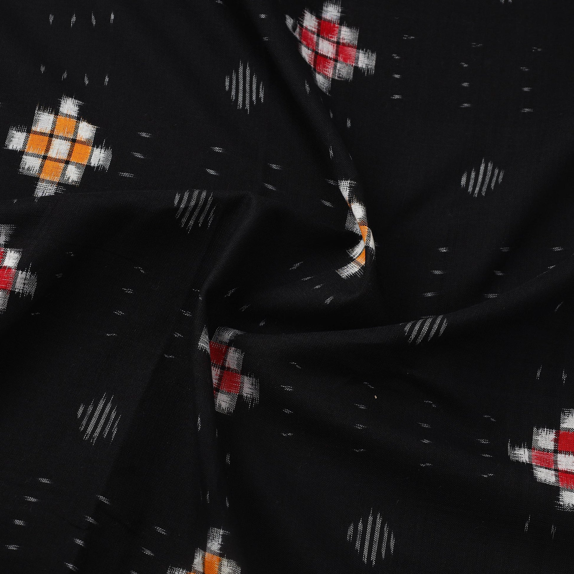 Black - Handloom Cotton Sambalpuri Ikat Fabric 31
