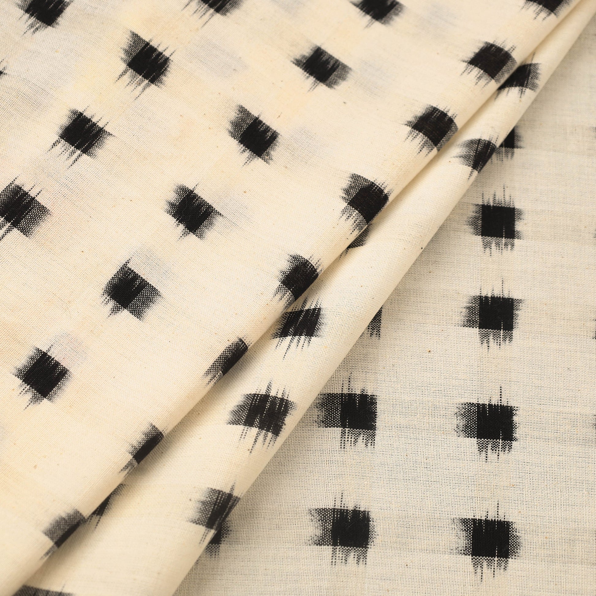 Beige - Handloom Cotton Pochampally Double Ikat Fabric 08