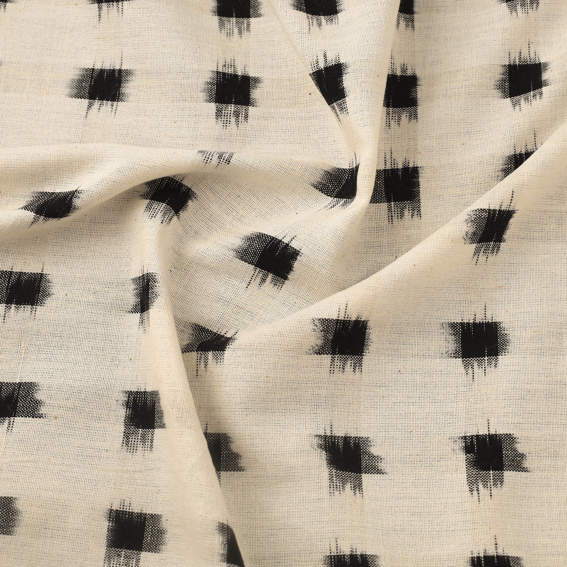 Beige - Handloom Cotton Pochampally Double Ikat Fabric 08