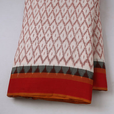 Beige - Handloom Cotton Pochampally Double Ikat Fabric 04