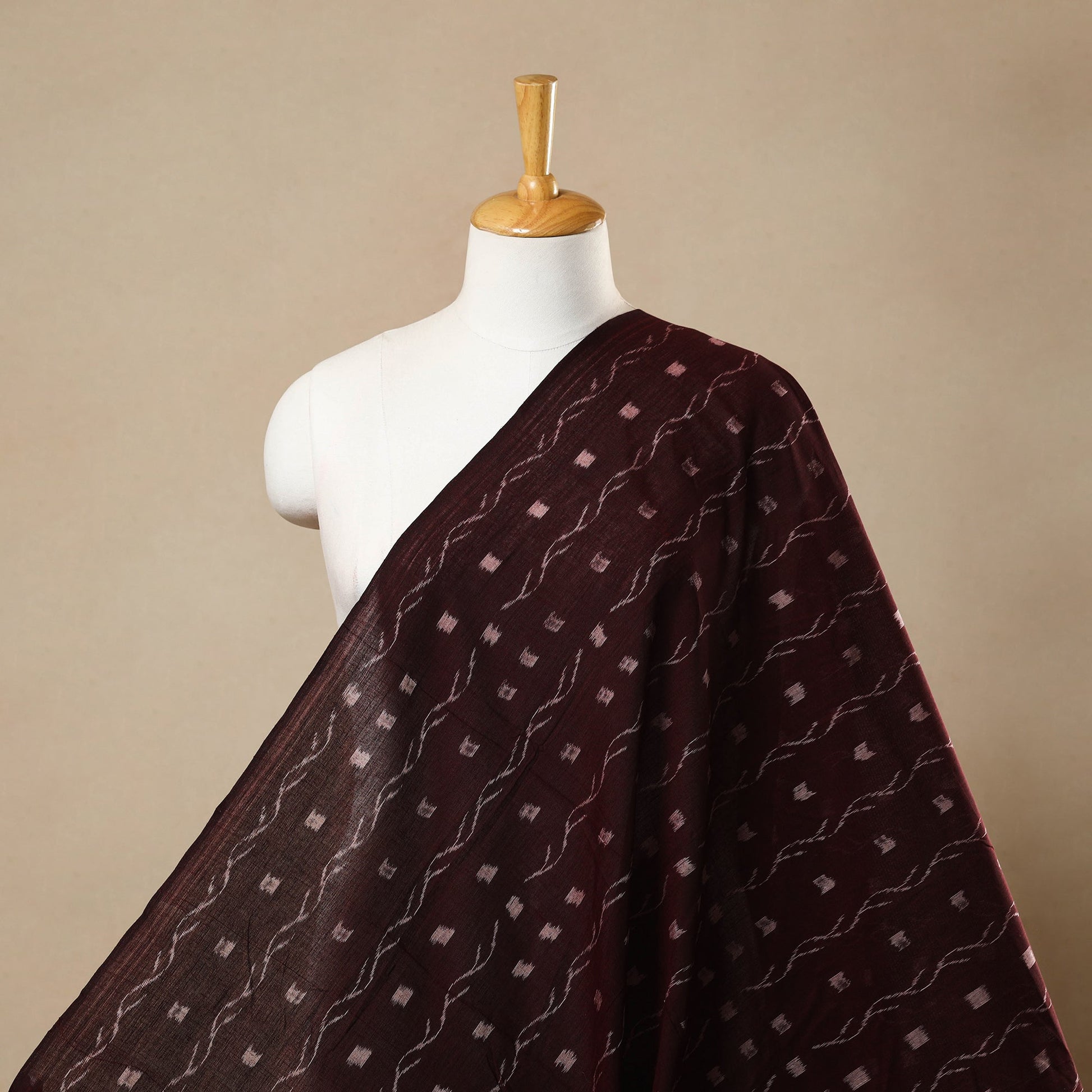 Brown - Handloom Cotton Sambalpuri Ikat Fabric 28