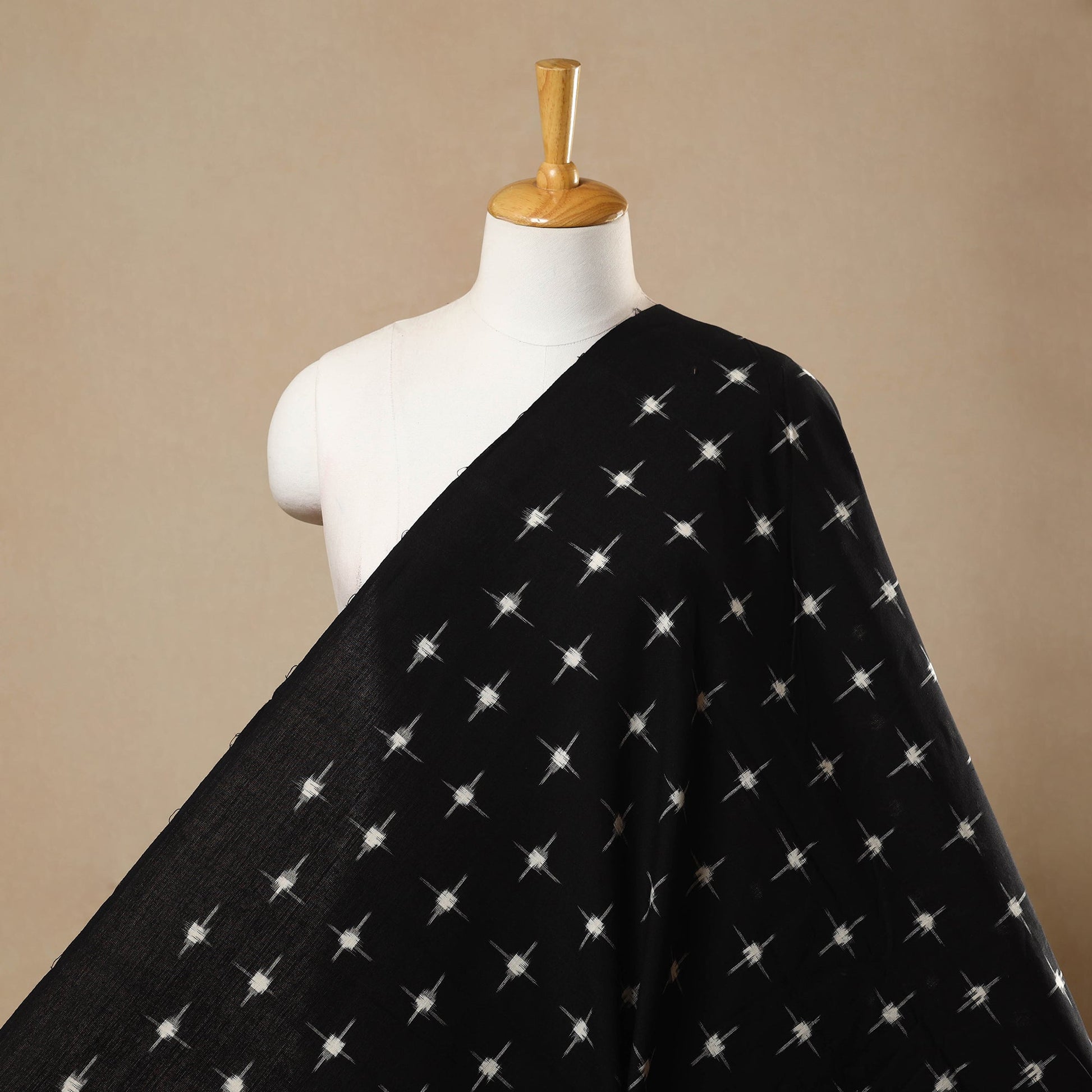 Black - Handloom Cotton Pochampally Double Ikat Fabric 10