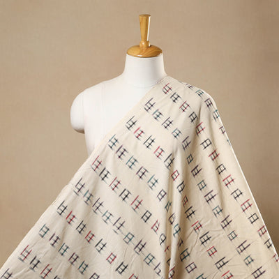Beige - Handloom Cotton Pochampally Double Ikat Fabric 05