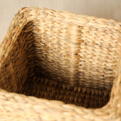Beige - Handmade Organic Water Hyacinth Storage Basket from Assam