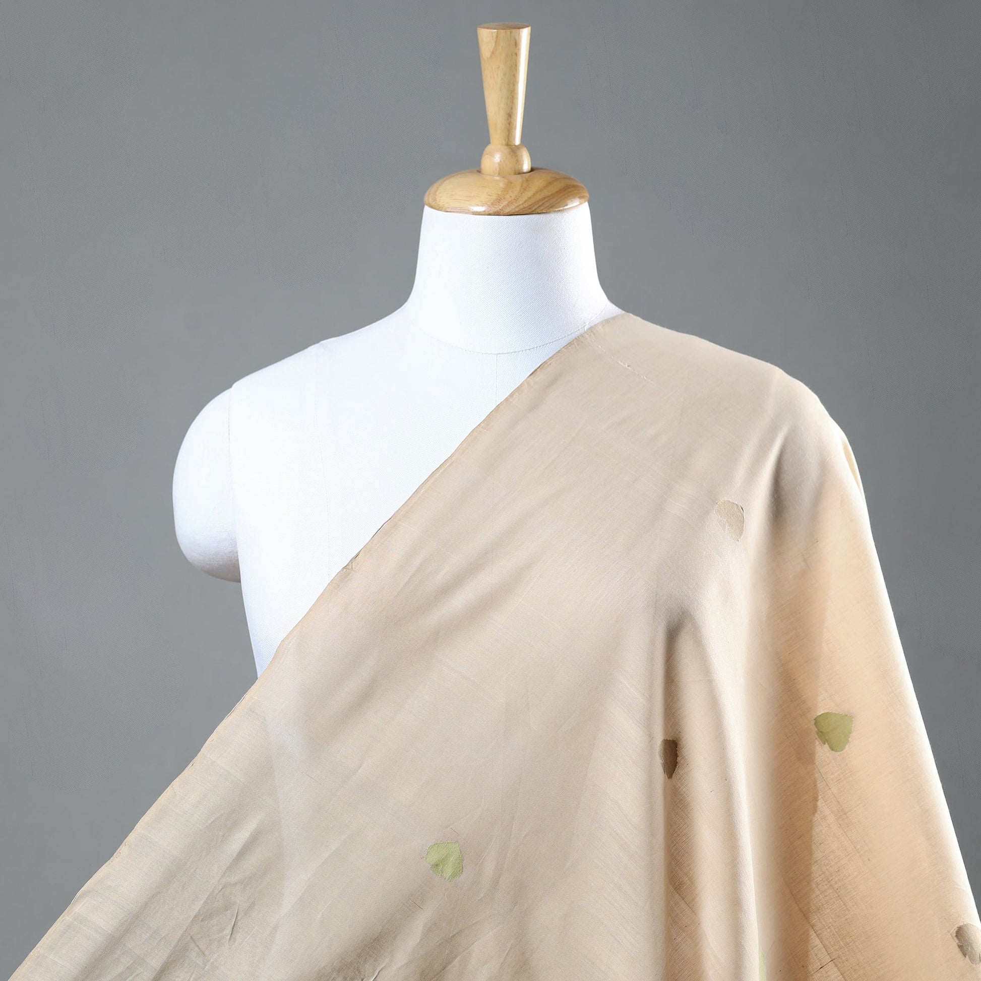 Beige - Godavari Jamdani Multicolor Lotus Thread Buti Handloom Cotton Fabric