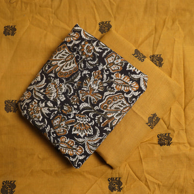 Black - 3pc Cotton Bagru Print Kurta with Jacquard Dupatta 10