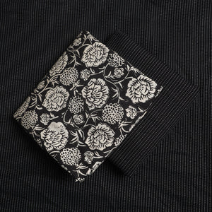 Black - 3pc Cotton Jahota Print Kurta with Plain Dupatta 16